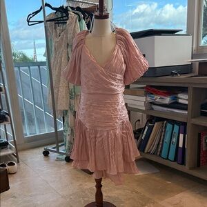 Main Strip Blush Asymmetrical Dress